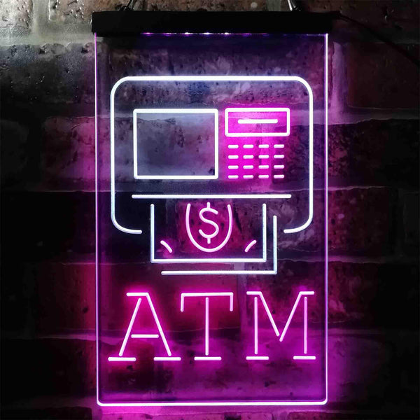ADVPRO ATM Machine Money Withdraw Inside  Dual Color LED Neon Sign st6-i3956 - White & Purple