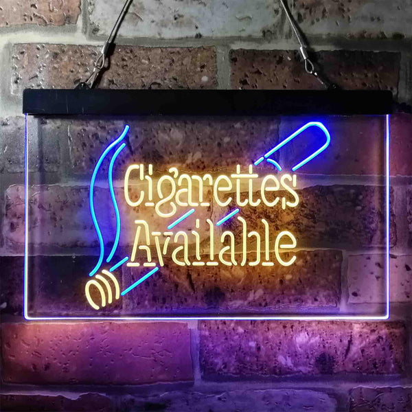 ADVPRO Cigarettes Available Here Dual Color LED Neon Sign st6-i3958 - Blue & Yellow