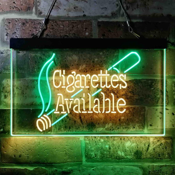 ADVPRO Cigarettes Available Here Dual Color LED Neon Sign st6-i3958 - Green & Yellow