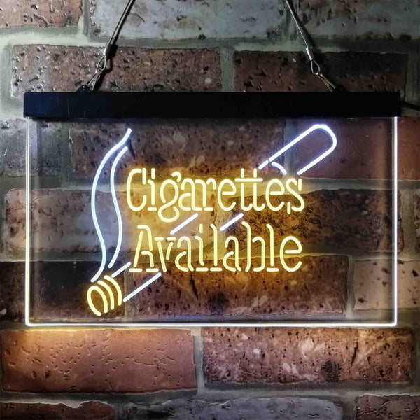 ADVPRO Cigarettes Available Here Dual Color LED Neon Sign st6-i3958 - White & Yellow