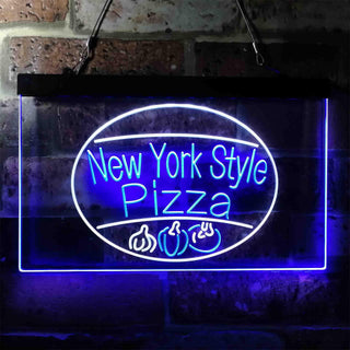 ADVPRO New York Style Pizza Shop Dual Color LED Neon Sign st6-i3959 - White & Blue