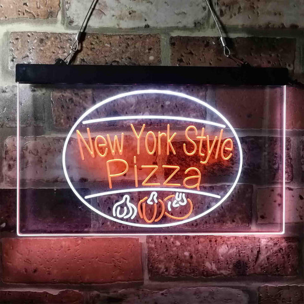 ADVPRO New York Style Pizza Shop Dual Color LED Neon Sign st6-i3959 - White & Orange