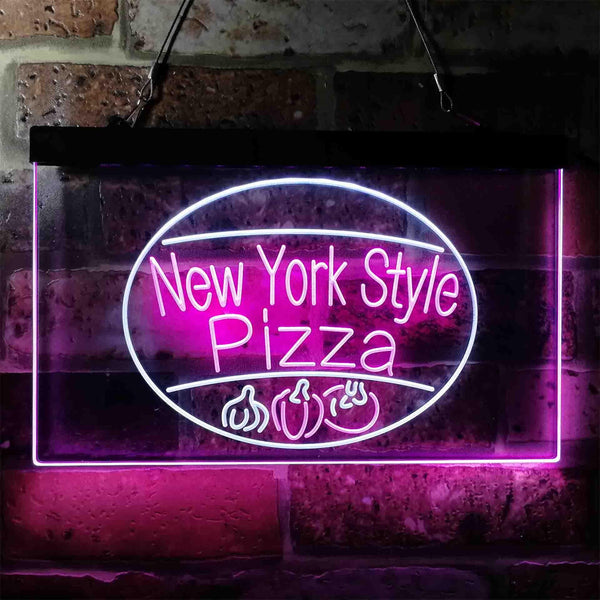 ADVPRO New York Style Pizza Shop Dual Color LED Neon Sign st6-i3959 - White & Purple