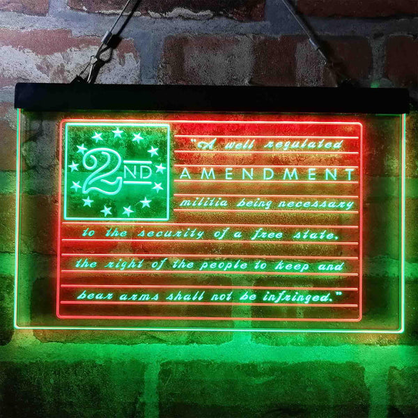 ADVPRO 2nd Amendment Brand Vintage American Flag Dual Color LED Neon Sign st6-i3960 - Green & Red