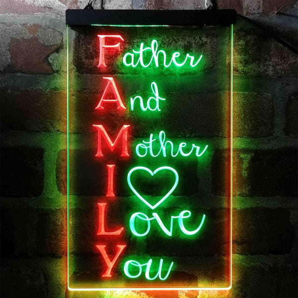 ADVPRO Family Meaning Father Mother I Love You Living Room  Dual Color LED Neon Sign st6-i3969 - Green & Red