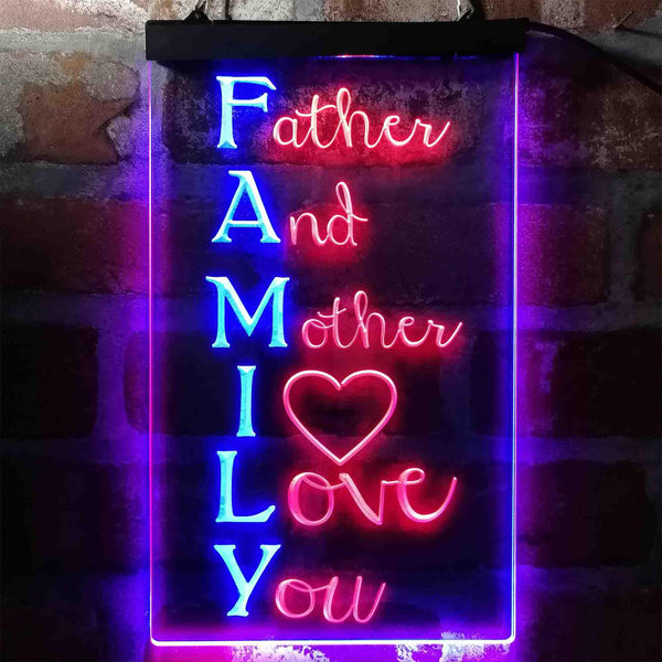 ADVPRO Family Meaning Father Mother I Love You Living Room  Dual Color LED Neon Sign st6-i3969 - Red & Blue