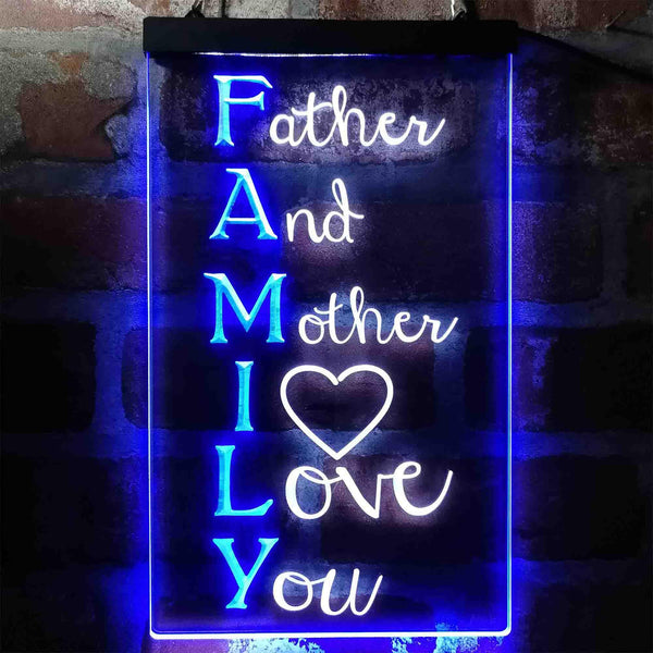 ADVPRO Family Meaning Father Mother I Love You Living Room  Dual Color LED Neon Sign st6-i3969 - White & Blue