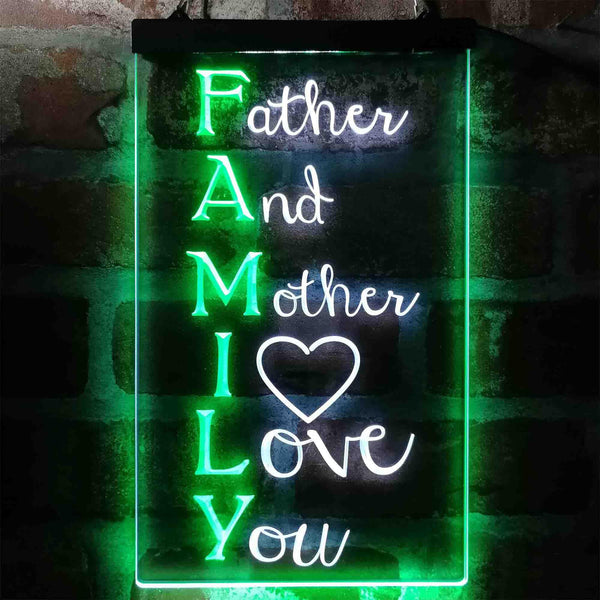 ADVPRO Family Meaning Father Mother I Love You Living Room  Dual Color LED Neon Sign st6-i3969 - White & Green