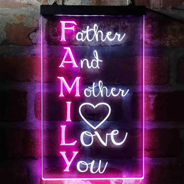 ADVPRO Family Meaning Father Mother I Love You Living Room  Dual Color LED Neon Sign st6-i3969 - White & Purple