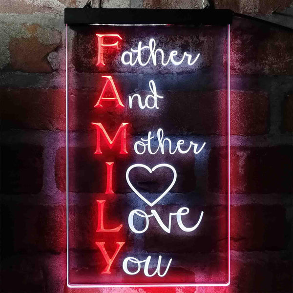 ADVPRO Family Meaning Father Mother I Love You Living Room  Dual Color LED Neon Sign st6-i3969 - White & Red