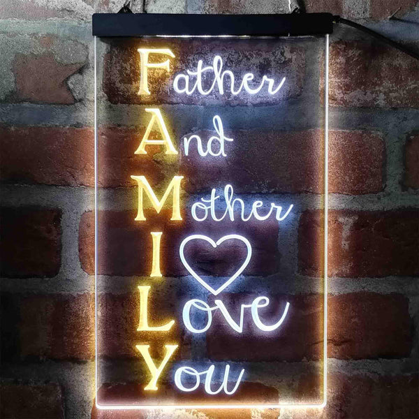 ADVPRO Family Meaning Father Mother I Love You Living Room  Dual Color LED Neon Sign st6-i3969 - White & Yellow
