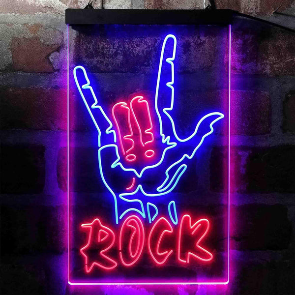 ADVPRO Rock Band Hand Signal  Dual Color LED Neon Sign st6-i3971 - Blue & Red