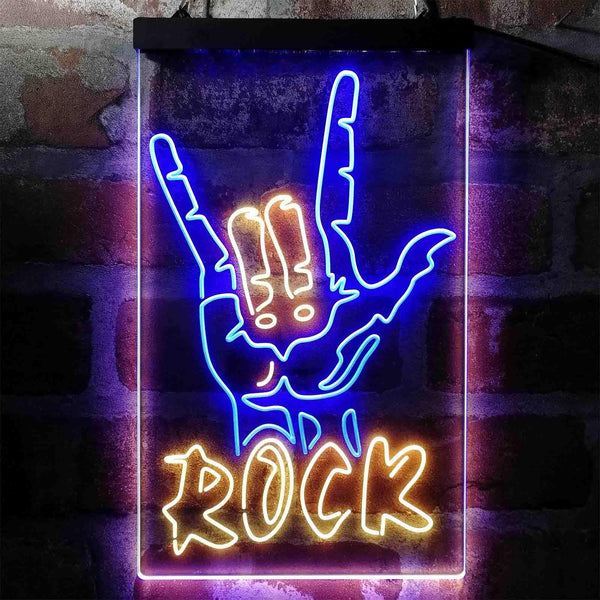 ADVPRO Rock Band Hand Signal  Dual Color LED Neon Sign st6-i3971 - Blue & Yellow