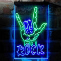 ADVPRO Rock Band Hand Signal  Dual Color LED Neon Sign st6-i3971 - Green & Blue