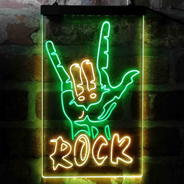 ADVPRO Rock Band Hand Signal  Dual Color LED Neon Sign st6-i3971 - Green & Yellow