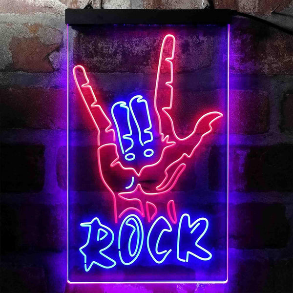 ADVPRO Rock Band Hand Signal  Dual Color LED Neon Sign st6-i3971 - Red & Blue