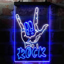 ADVPRO Rock Band Hand Signal  Dual Color LED Neon Sign st6-i3971 - White & Blue