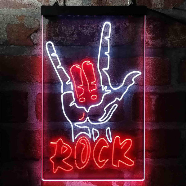 ADVPRO Rock Band Hand Signal  Dual Color LED Neon Sign st6-i3971 - White & Red