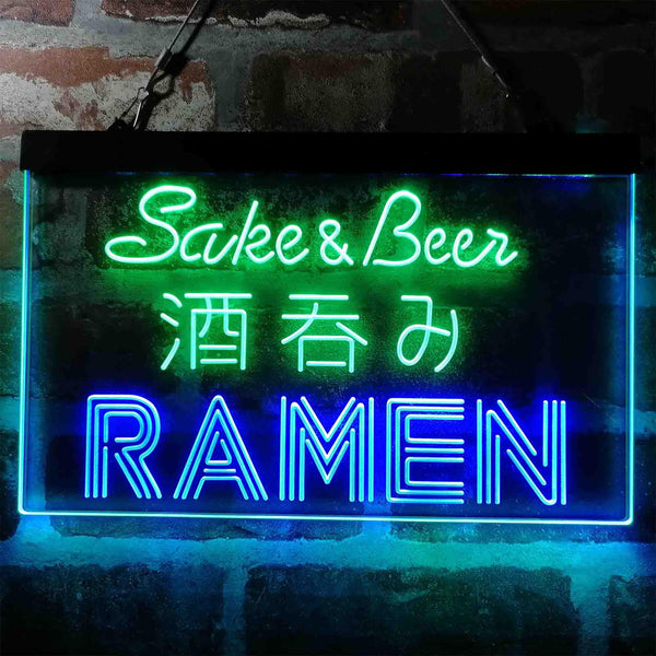 ADVPRO Sake and Beer Ramen Japan Dual Color LED Neon Sign st6-i3974 - Green & Blue