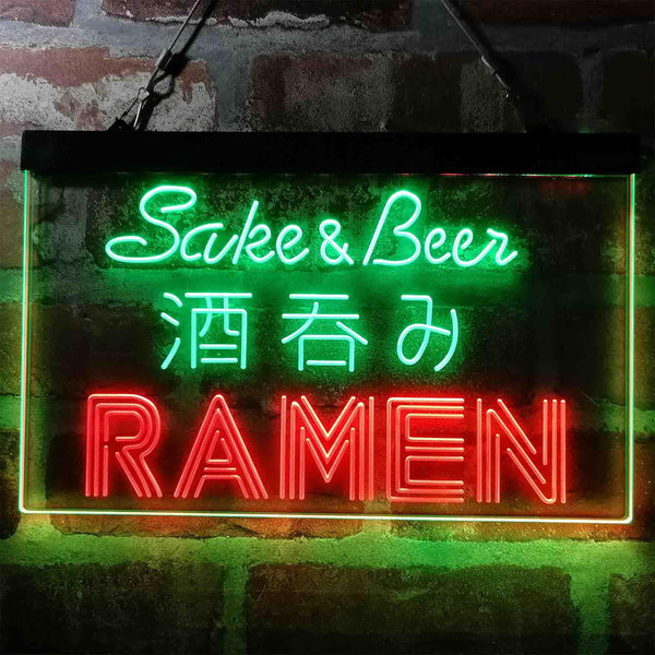 ADVPRO Sake and Beer Ramen Japan Dual Color LED Neon Sign st6-i3974 - Green & Red