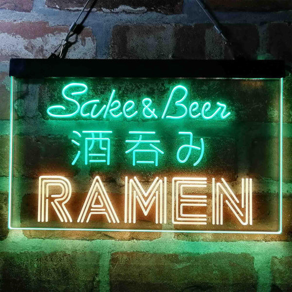 ADVPRO Sake and Beer Ramen Japan Dual Color LED Neon Sign st6-i3974 - Green & Yellow