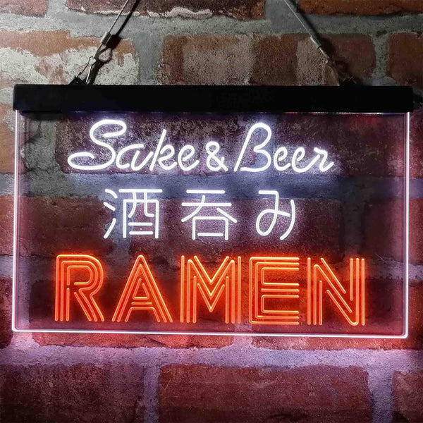 ADVPRO Sake and Beer Ramen Japan Dual Color LED Neon Sign st6-i3974 - White & Orange