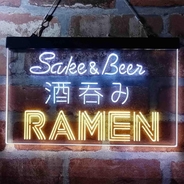 ADVPRO Sake and Beer Ramen Japan Dual Color LED Neon Sign st6-i3974 - White & Yellow