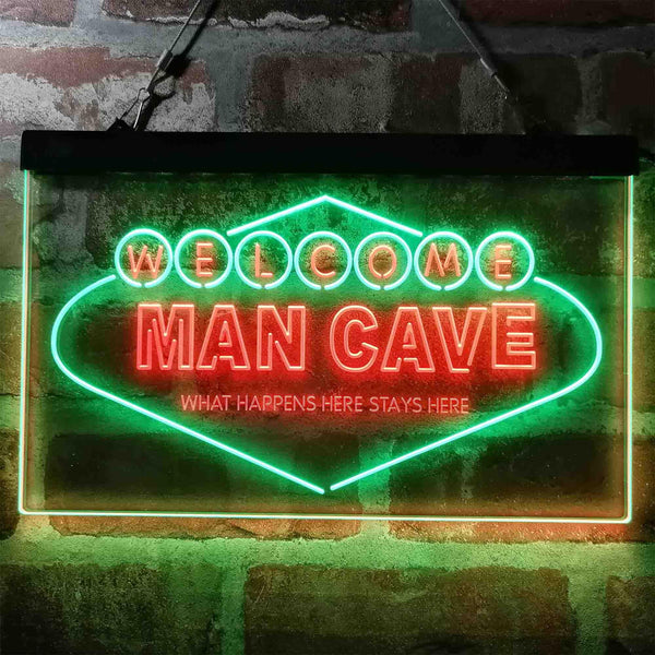 ADVPRO Man Cave Welcome What Happens Here Stays Here Dual Color LED Neon Sign st6-i3976 - Green & Red