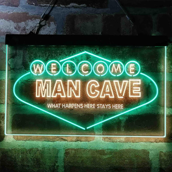 ADVPRO Man Cave Welcome What Happens Here Stays Here Dual Color LED Neon Sign st6-i3976 - Green & Yellow