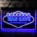 ADVPRO Man Cave Welcome What Happens Here Stays Here Dual Color LED Neon Sign st6-i3976 - White & Blue