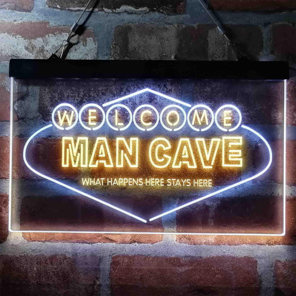 ADVPRO Man Cave Welcome What Happens Here Stays Here Dual Color LED Neon Sign st6-i3976 - White & Yellow