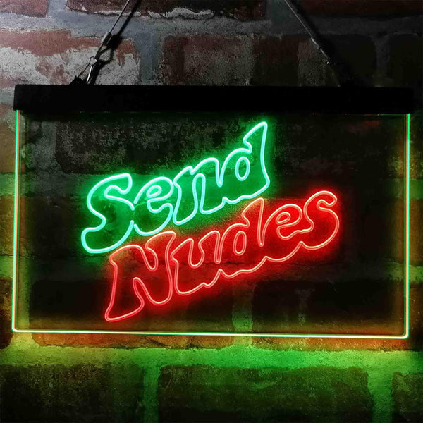 ADVPRO Send Nudes Man Cave Garage Display Dual Color LED Neon Sign st6-i3978 - Green & Red