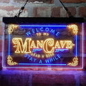 ADVPRO Welcome to My Man Cave Grab a Beer Stay a While Dual Color LED Neon Sign st6-i3979 - Blue & Yellow