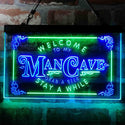 ADVPRO Welcome to My Man Cave Grab a Beer Stay a While Dual Color LED Neon Sign st6-i3979 - Green & Blue