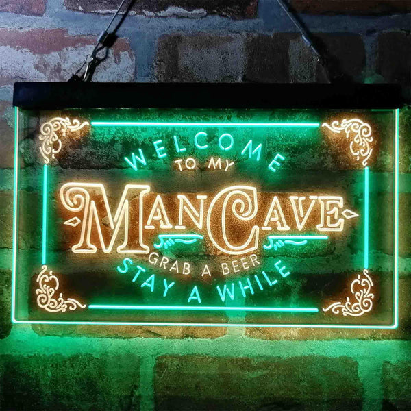 ADVPRO Welcome to My Man Cave Grab a Beer Stay a While Dual Color LED Neon Sign st6-i3979 - Green & Yellow