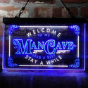 ADVPRO Welcome to My Man Cave Grab a Beer Stay a While Dual Color LED Neon Sign st6-i3979 - White & Blue