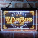 ADVPRO Welcome to My Man Cave Grab a Beer Stay a While Dual Color LED Neon Sign st6-i3979 - White & Yellow