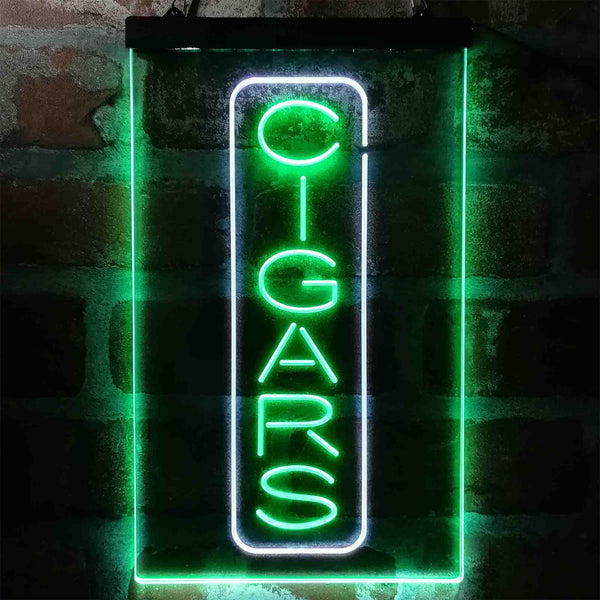 ADVPRO Cigars Vertical Display  Dual Color LED Neon Sign st6-i3980 - White & Green