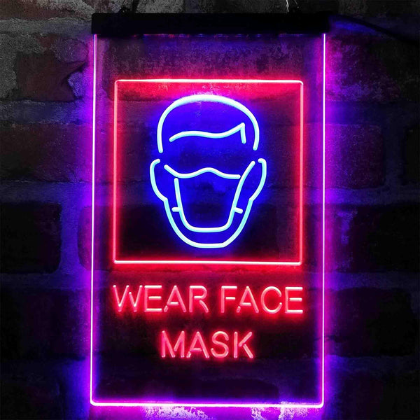 ADVPRO Wear Face Mask Required Notice  Dual Color LED Neon Sign st6-i3981 - Blue & Red