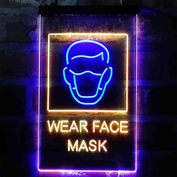 ADVPRO Wear Face Mask Required Notice  Dual Color LED Neon Sign st6-i3981 - Blue & Yellow