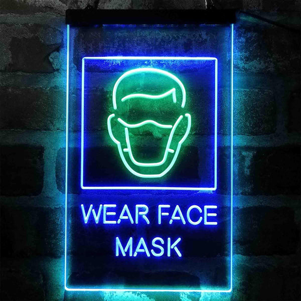 ADVPRO Wear Face Mask Required Notice  Dual Color LED Neon Sign st6-i3981 - Green & Blue