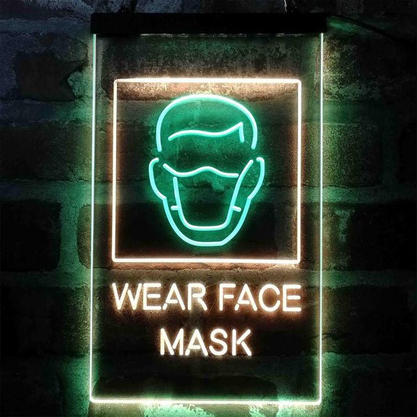 ADVPRO Wear Face Mask Required Notice  Dual Color LED Neon Sign st6-i3981 - Green & Yellow