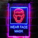 ADVPRO Wear Face Mask Required Notice  Dual Color LED Neon Sign st6-i3981 - Red & Blue