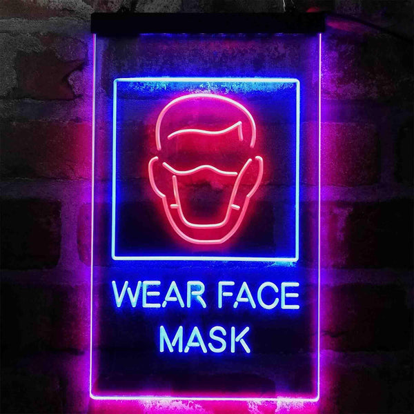ADVPRO Wear Face Mask Required Notice  Dual Color LED Neon Sign st6-i3981 - Red & Blue