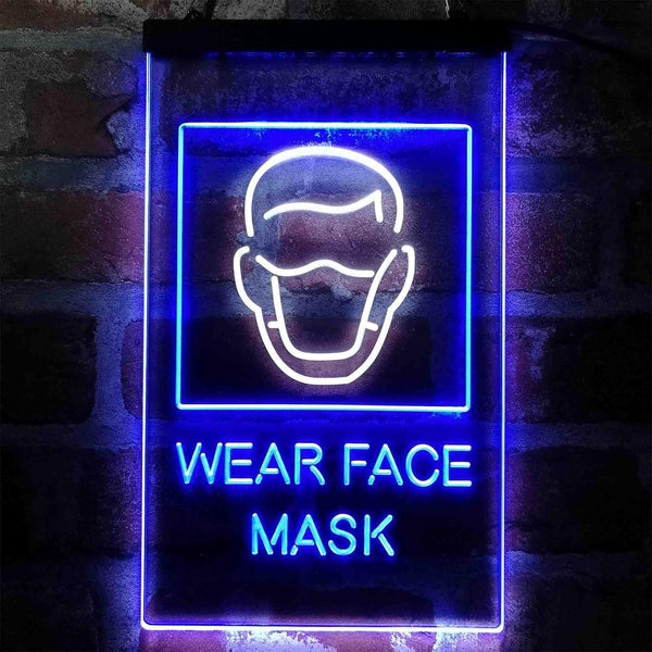 ADVPRO Wear Face Mask Required Notice  Dual Color LED Neon Sign st6-i3981 - White & Blue