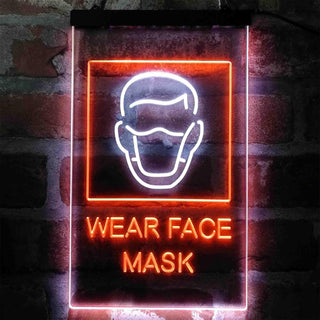 ADVPRO Wear Face Mask Required Notice  Dual Color LED Neon Sign st6-i3981 - White & Orange