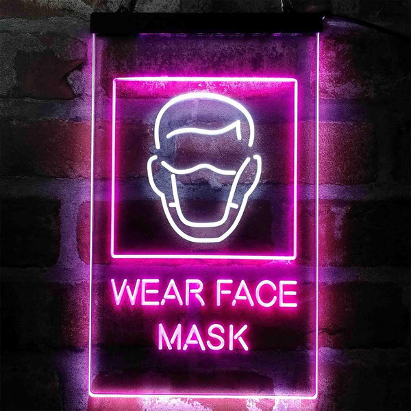 ADVPRO Wear Face Mask Required Notice  Dual Color LED Neon Sign st6-i3981 - White & Purple