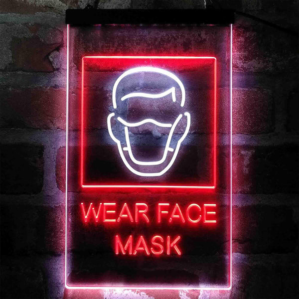 ADVPRO Wear Face Mask Required Notice  Dual Color LED Neon Sign st6-i3981 - White & Red