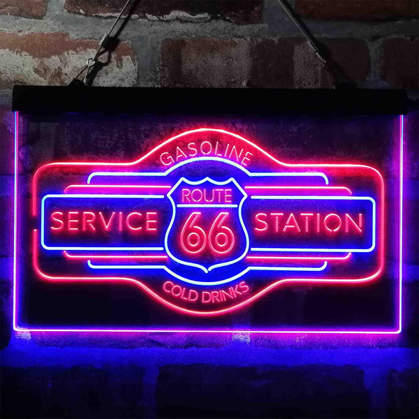 ADVPRO Route 66 Gasoline Dual Color LED Neon Sign st6-i3982 - Blue & Red