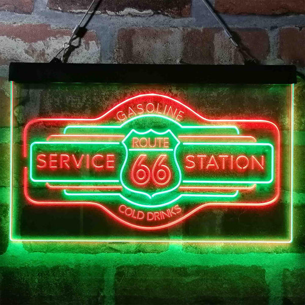 ADVPRO Route 66 Gasoline Dual Color LED Neon Sign st6-i3982 - Green & Red